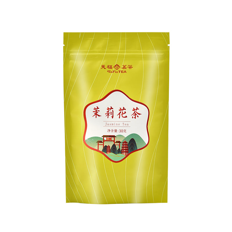 Combination of green tea or jasmine tea and travel cup with filter