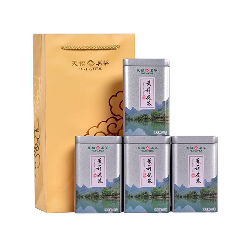 天福茗茶 小方罐茉莉花茶 广西原产茉莉花茶叶