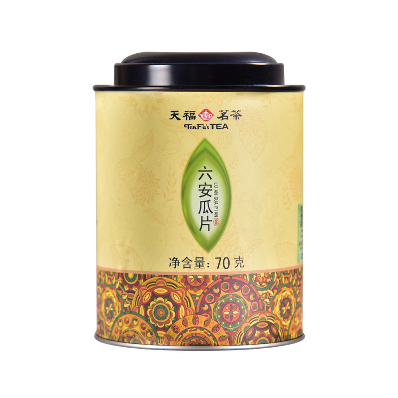 天福茗茶 六安瓜片毛峰片茶 安徽绿茶 罐装简装70G